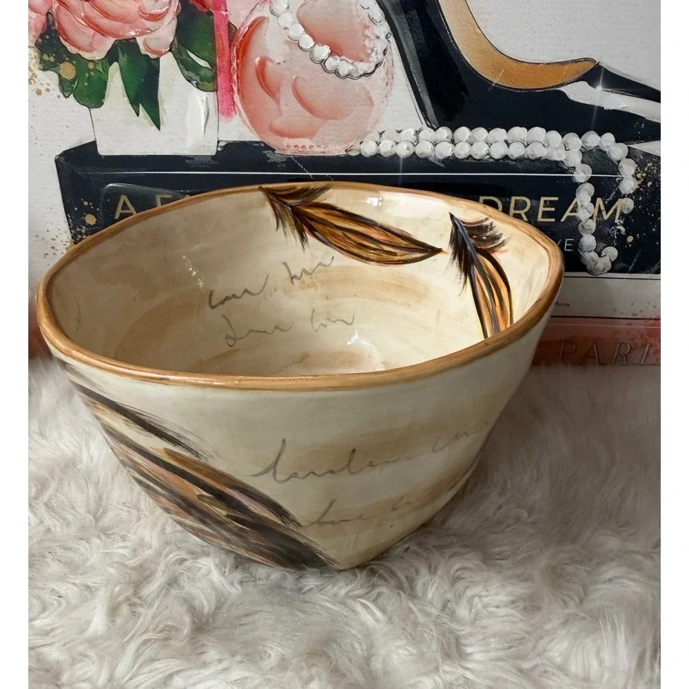 Tabletops Gallery Romalo Rooster Ceramic Bowls Set of 2 Hand Painted Farmhouse